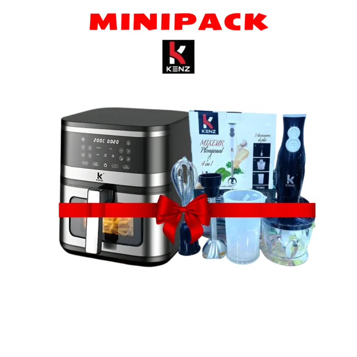 DIGITRONICS MINI PACK KENZ –Friteuse à Air 8L +Mixeur Plongeant 4 en 1